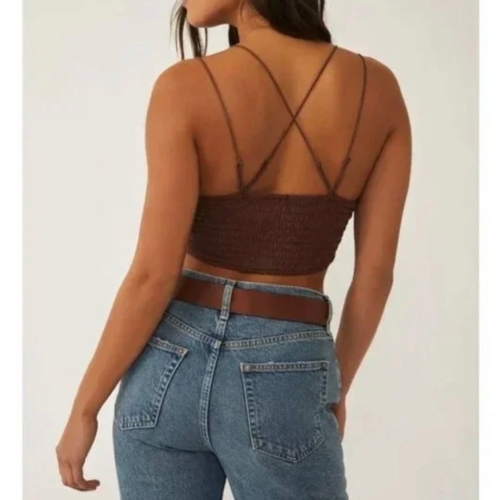 Free People Adella Lace Bralette Chocolate Brown - Picture 4 of 6